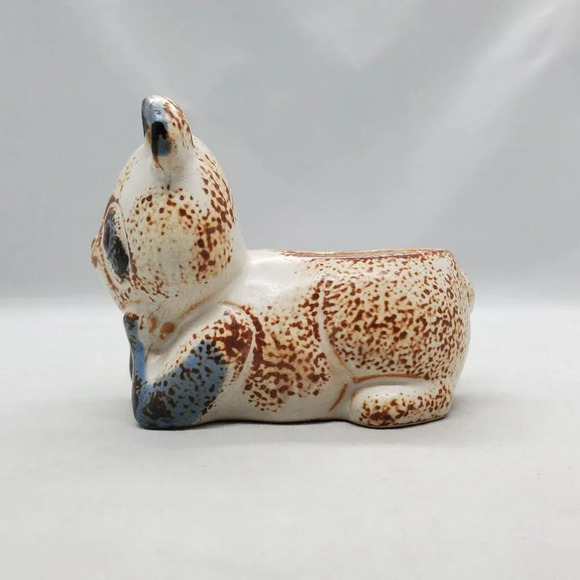 Vintage Ceramic Panda Bear Candle Holder Small Succulent Planter Rustic Cottage - Picture 4 of 15